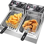 12L Electric Countertop Deep Fryer, 5000W Dual Tank Kitchen Frying Machine,
