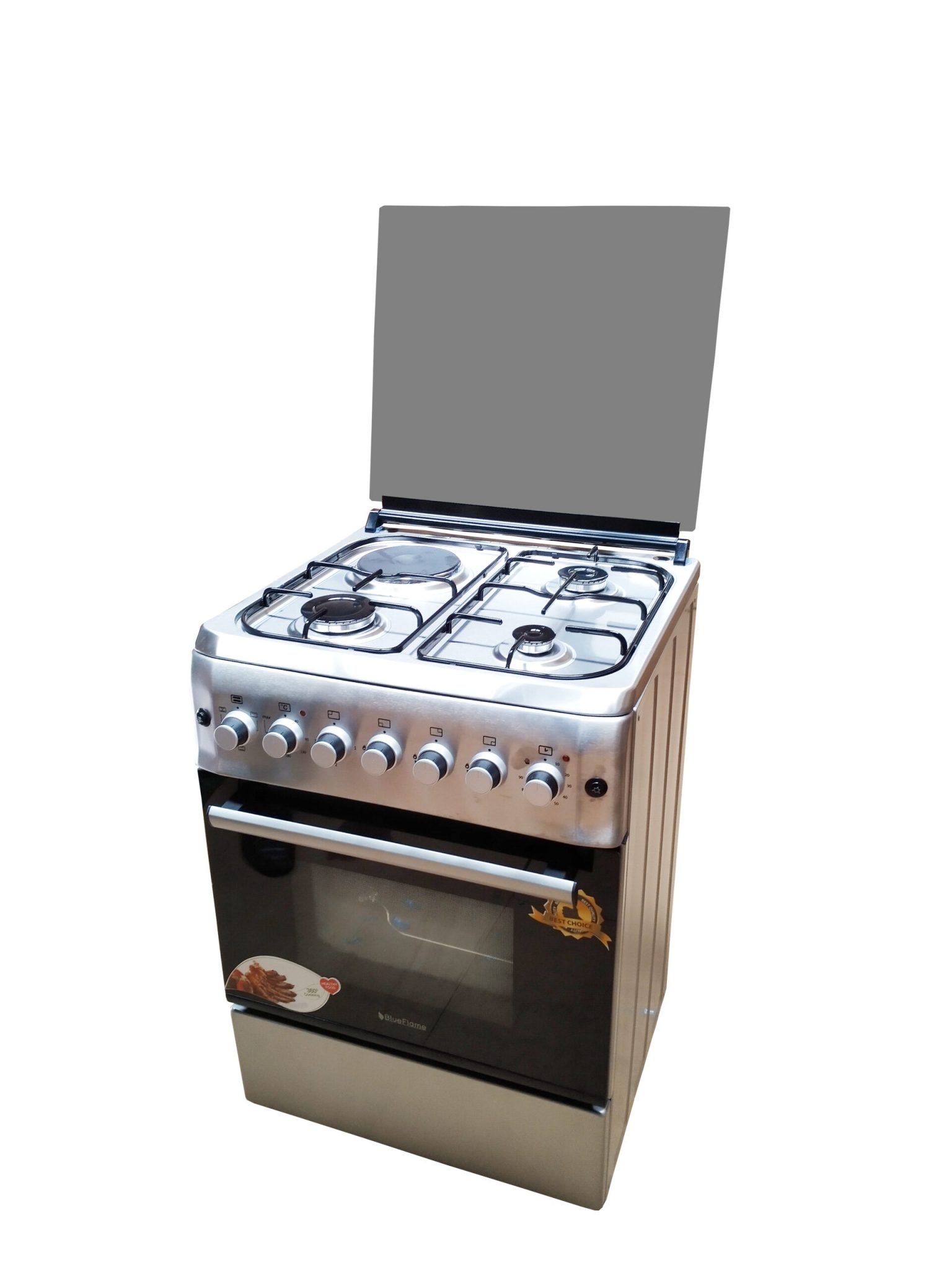 BlueFlame cooker S6031EFRP L 60x60cm, 3 gas burners and 1electric hot