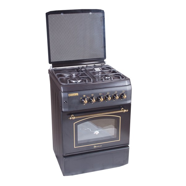 Blueflame rustic cooker T6031ERF – B 60 X 60 cm 3 gas burners and 1 hot plate with electric oven, black in color