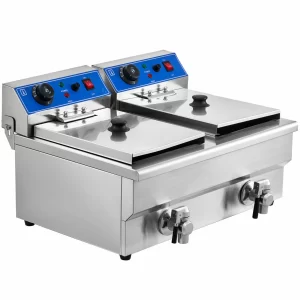 20L Commercial Electric Deep Fat Chip Fryer Dual Tank Stainless Steel