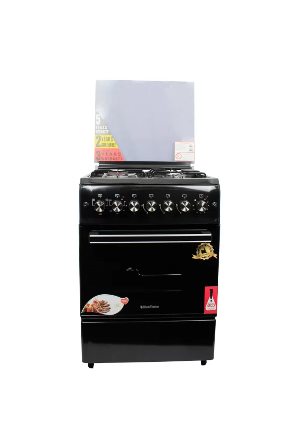 BlueFlame cooker S6031EFRP – B 60x60cm, 3 gas burners and 1electric hot plate with electric oven Black in colour