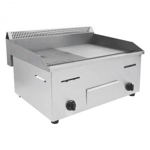 Commercial Gas Griddle Half Flat and Half Grill.