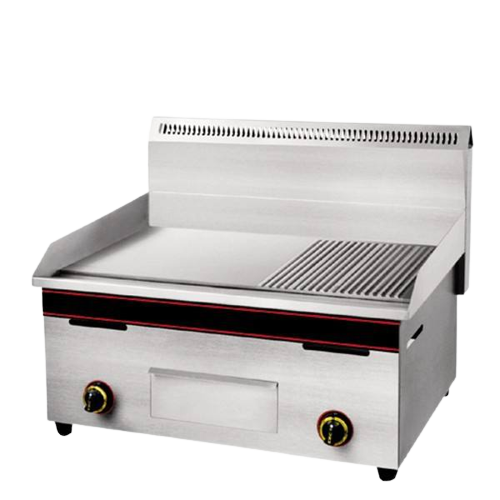 Commercial Gas Griddle Half Flat and Half Grill.