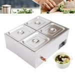 Commercial Food Warmer Bain Marie 4-Pan Buffet Food Warmer Stainless Steel 850W